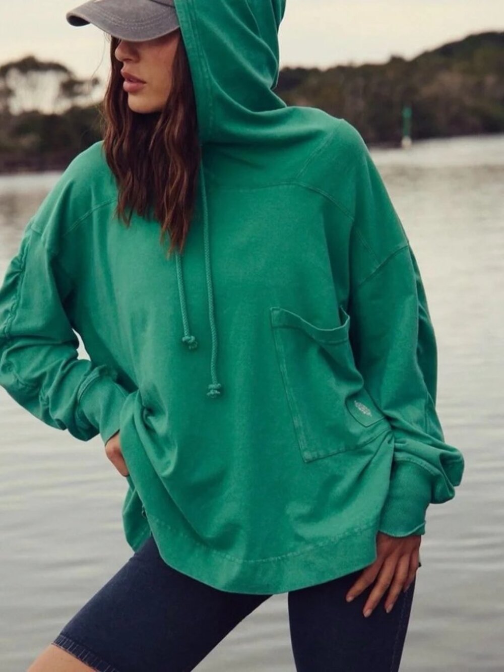 NWOT Free People Hot Shot Hooded Layer Heritage Green (Rare) size- LARGE w/ FLAW